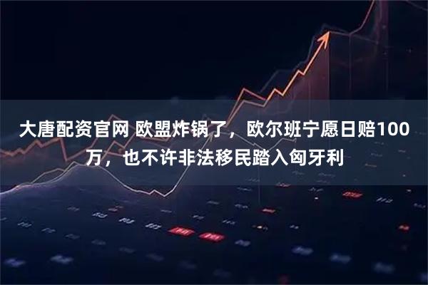 大唐配资官网 欧盟炸锅了,欧尔班宁愿日赔100万,也不许非法移民踏入匈牙利