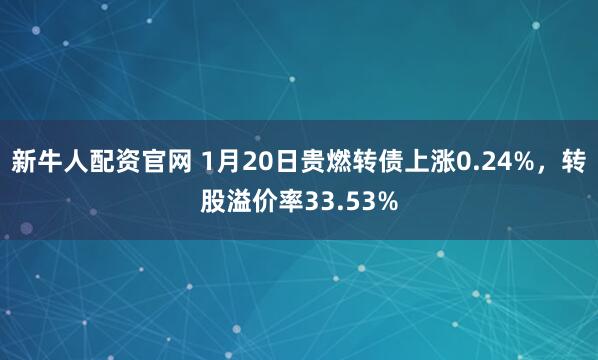 新牛人配资官网 1月20日贵燃转债上涨0.24%，转股溢价率33.53%